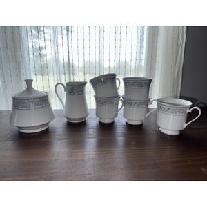 Crown Ming Fine China Jian Shiang Tea Coffee Set Sugar Bowl Creamer 5 Cups